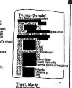 PHOTO Donald Trump SPOTTED In Jeffrey Epstein's Personal Address Book With Name Cell Phone Number Email Address