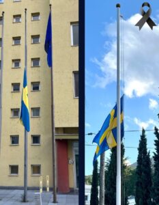 PHOTO Embassy Flags In Sweden At Half Mast After North Macedonia Nightclub Fire