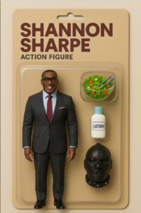 PHOTO Shannon Sharpe's AI Generated Action Figure Includes A Bottle Of Lotion