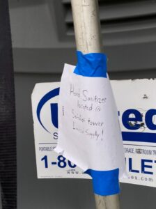PHOTO Sign That Says Limited Hand Sanitizer At Bonnaroo 2025