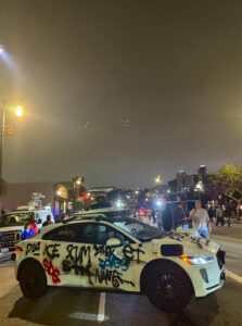 PHOTO Waymo Stuck In Ice Raid In Chinatown In LA