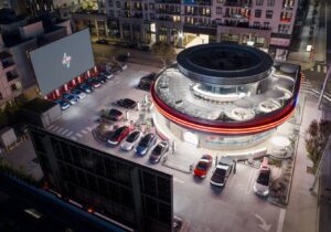 PHOTO Aerial View Of New Tesla Diner In Hollywood California