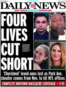PHOTO Front Page Of New York Daily News On 4 Lives Lost In NYC Shooting