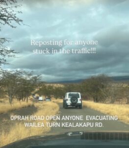 PHOTO People In Maui Finally Driving On Kealakapu Road Which Oprah Owns To Evacuate Dangerous Weather
