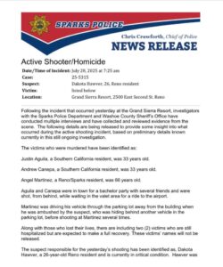 PHOTO Sparks Police Confirm Dakota Hawver Is In Critical Condition