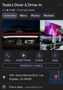 PHOTO Tesla Diner Already Has 4.5 Star Rating