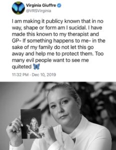 PHOTO Virginia Giuffre Tweeting About Evil People Wanting To Quiet Her