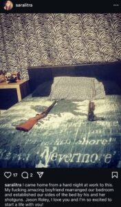 PHOTO Wess Roley's Dad Put Two His And Her Shotguns On Master Bed For His Wife To Come Home To