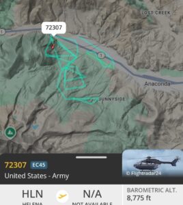 PHOTO Army Helicopter Scanning The Ground West Of Anaconda Montana For Michael Brown