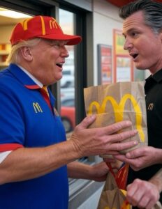 PHOTO Donald Trump Giving Gavin Newsom His Order At McDonald's Drive Thru