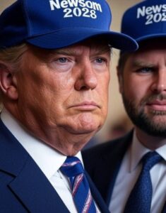 PHOTO Donald Trump Wearing Newsom 2028 Hat