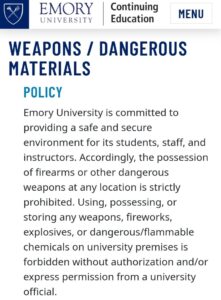 PHOTO Emory University Prohibits Weapons On Campus Even Though Shooter Got On Campus With Gun