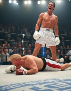 PHOTO Gavin Newsom Knocking Out Donald Trump In Boxing Match