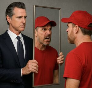 PHOTO Gavin Newsom Looking In The Mirror And Seeing A Screaming Person Meme