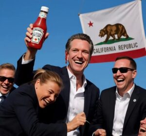 PHOTO Gavin Newsom Spilling Ketchup On The Republican Party Meme