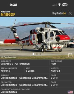 PHOTO Of 6 Year Old CAL Fire Helicopter Battling Canyon Fire