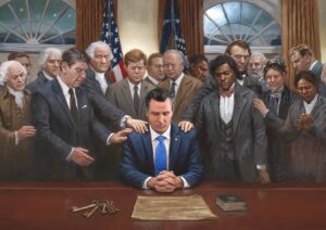 PHOTO People Praying On Gavin Newsom's Shoulder