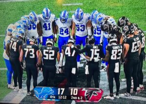 PHOTO Players Huddling In Prayer After Morice Norris Injury In Lions Falcons Preseason Game