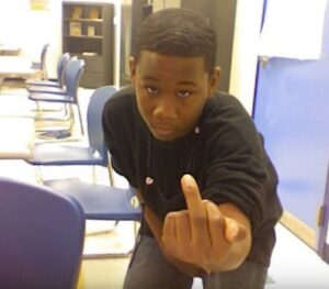PHOTO Quornelius Radford Sticking His Middle Finger Up In Class