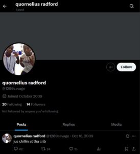PHOTO Quornelius Radford's Twitter Profile