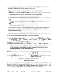 PHOTO Robin Westman's Order Granting Name Change As A Minor