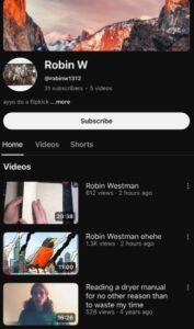 PHOTO Robin Westman's Youtube Profile