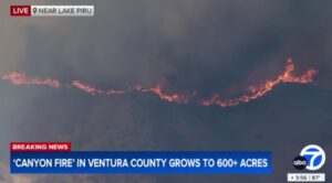 PHOTO View Of Canyon Fire In The Hills Burning During AB7 4 PM News Hour