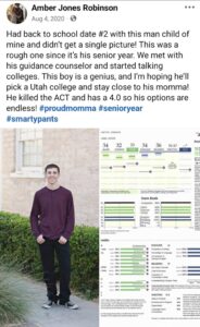 PHOTO Tyler Robinson’s  Mom Bragging About How Good Her Sons Grades Were In School