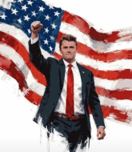 PHOTO Charlie Kirk Fist Pumping American Flag Painting