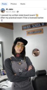 PHOTO Joshua Jahn's Sister Bragging About Passing Writren State Board Exam To Become A Licensed Barber