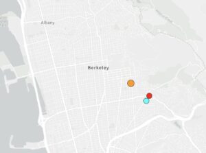 PHOTO Map Showing Three Earthquakes Hit Below Berkeley California In One Day
