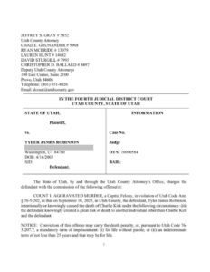 PHOTO Of Indictment Against Charlie Kirk Shooter Tyler Robinson