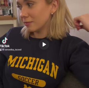PHOTO Veronika Slowikowska Wearing Michigan Soccer Sweatshirt