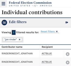 PHOTO Jonathan Rinderknecht Donated To The Biden Kamala Campaign