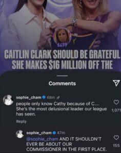 PHOTO Sophie Cunningham Claps Back At Cathy Engelbert Defending Caitlin Clark