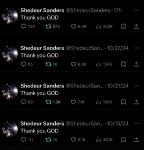 PHOTO Shedeur Sanders Tweeted Out Thank You God Every Time The Raiders Passed On Him In The Draft