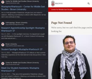 PHOTO Brown University Scrubbed Every Page For Mustapha Kharbouch Including Free Palestine And LGBTQ Activist Pages