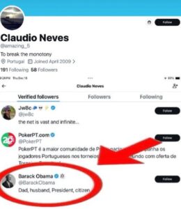 PHOTO Claudio Neves Valente Had Three Verified Twitter Accounts Following Him At One Point