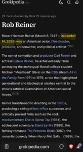 PHOTO Even Grokipedia Has Listed Rob Reiner As Deceased