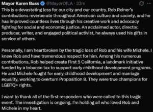 PHOTO Karen Bass Statement On The Death Of Rob Reiner