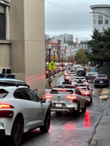 PHOTO Line Of Waymo Cars Stuck And Confused In San Francisco