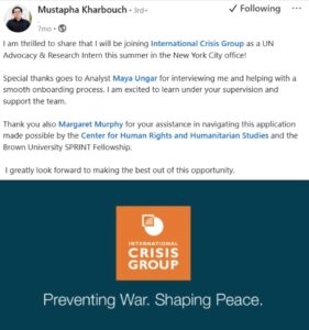 PHOTO Mustapha Kharbouch Worked With The UN This Past Summer