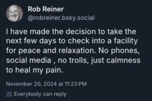 PHOTO Proof Rob Reiner Deleted His Twitter Account After Checking Himself Into A Rehab Following Trump's Second Term Win