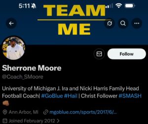 PHOTO Sherrone Moore Got Checkmark And Michigan Logo Removed From His Profile