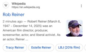 PHOTO Wikipedia Has Officially Listed Rob Reiner As Deceased