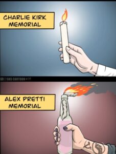 PHOTO Charlie Kirk Memorial Vs Alex Pretti Memorial Meme
