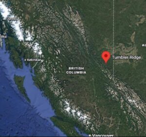 PHOTO Aerial Map Showing Where Tumbler Ridge Is In British Columbia