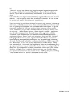 PHOTO Full One Page Cryptic Letter Les Wexner Sent To Jeffrey Epstein Discussing Extortion Attempts