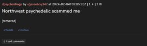 PHOTO Jesse Strang On Reddit Saying He Got Scammed By A Psychedelic