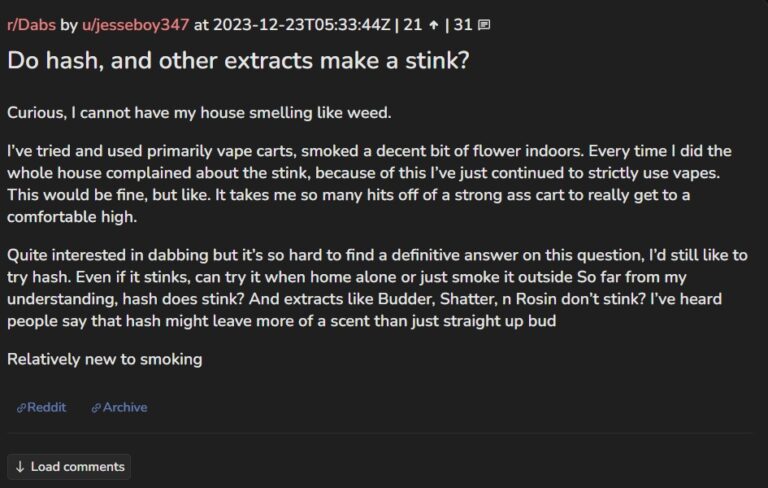 PHOTO Jesse Strang Question On Reddit If Hash And Extracts Make A Stink